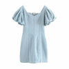 Flattering Blue Puff Sleeve Dress